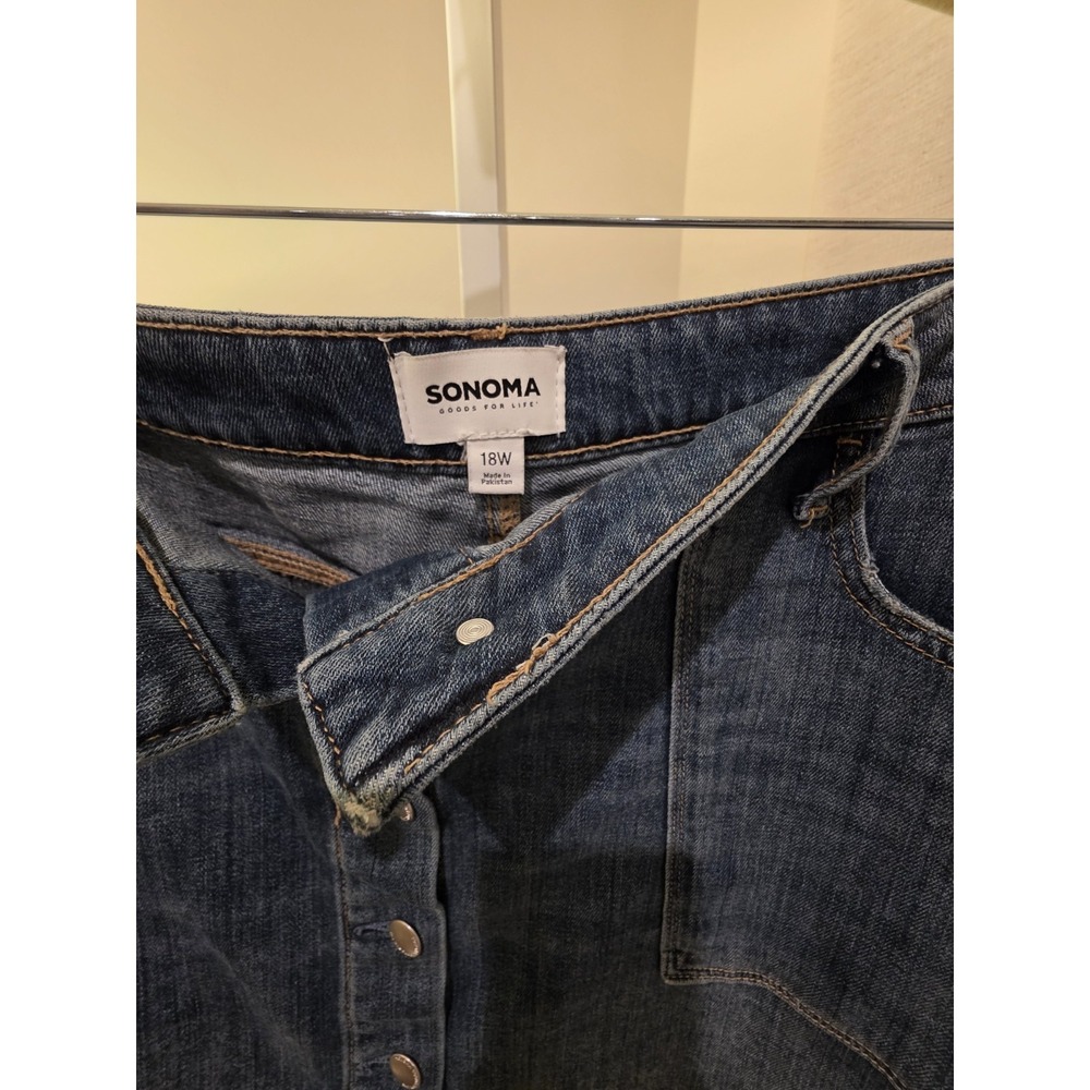 Sonoma Hi Rise Denim Skirt 18W Button Fly Midi Relaxed - Picture 2 of 16